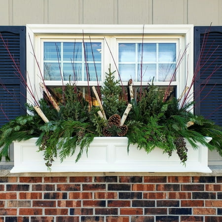 Mayne Fairfield 48" x 11" x 10.8" Rectangle White Self-Watering Plastic Window Box Planter, 1 Pack