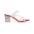 thumbnail image 3 of BLISSFUL STEP Women Rhines Block Heel Slide Sandals Hot Pink 9, 3 of 8