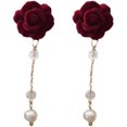 thumbnail image 1 of YUANOU Boucles d'Oreilles Vintage en Perles Rouges Floquées pour Femmes, Boucles d'Oreilles Artificielles, Cadeau de Mariage, Bijou (Style 2), 1 of 7