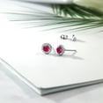 thumbnail image 5 of Gem Stone King 10K White Gold Halo Earrings 0.85 Ct Round Red Ruby E-F Lab Grown Diamond, 5 of 5