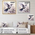 thumbnail image 4 of Designart "Fluttering Hummingbird Blooms in Grey I" Animals Wall Art - Modern Grey Hummingbird Bedroom Canvas Wall Art, 4 of 6