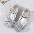 thumbnail image 4 of Quealent Girls Shoes Sparkle Mary Jane Low Heel Princess Flower Wedding Party Dress Shoes Silver for Size 3, 4 of 9