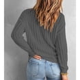 thumbnail image 4 of Suéter de mujer Prendas de punto de manga larga Cuello redondo Top de punto Color puro para otoño invierno Gris oscuro M, 4 of 6
