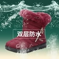 thumbnail image 3 of Bnwani Boots for Women Winter Fashion Toe Flat Mid-Calf Ankle Fleece Warm Snow Boot Red Size 8.5, 3 of 4