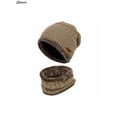 thumbnail image 2 of Spencer 2Pcs Winter Beanie Hat Scarf Set Lined Warm Knitted Hat Thick Skull Cap for Men Women "Light Brown", 2 of 6