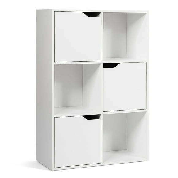 Costway 6 Cube Bookcase Cabinet Wood Bookcase Storage Shelves Room Divider Organization