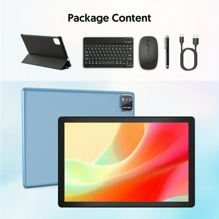 10.1-Inch Android 15 Tablet - 12GB (3+9 Expandable) RAM 64GB ROM, 1TB/2TB Expansion, Quad-Core, WiFi 6, 2+8MP Dual Cam, 6000mAh, Optional Keyboard & Case