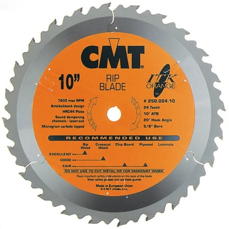 CMT 250.024.10 ITK XTreme Industrial Rip Saw Blade, 10-Inch x 24 Teeth ATB Grind with 5/8-Inch Bore