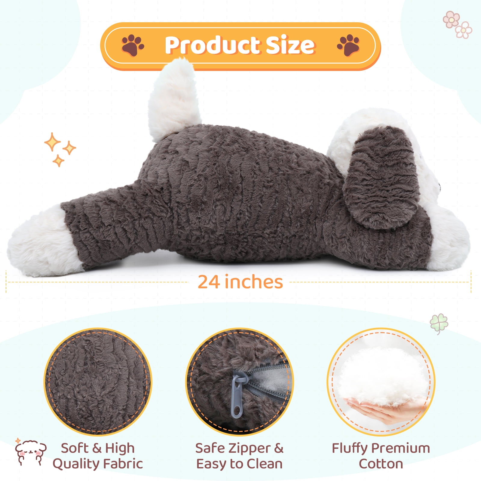 MorisMos 24" Weighted Microwavable Stuffed Animal, Large Weighted Stuffed Dog Plush Toy