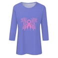 thumbnail image 4 of IROINNID Discount Breast Cancer Pullover for Women Breast Cancer Awareness Loose Printed Loose T-shirt 3/4 Sleeves Blouse Round Neck Tops,Purple, 4 of 5