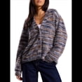 thumbnail image 2 of Suéter Tipo Cárdigan de Rayas Extragrande para Mujer, de Punto, con Botones, Larga y Hombros Caídos Gris M, 2 of 10