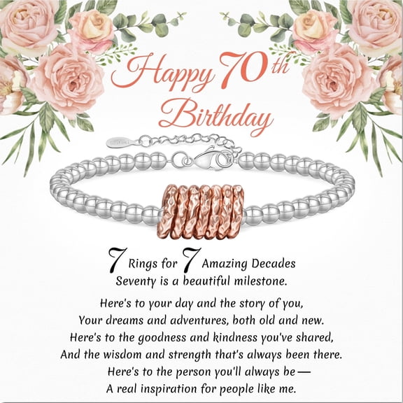 70th Birthday Gifts for Women Silver Ring Bracelet Birthday Gifts for Mom Daughter Grandma Sister Friends Coworker
