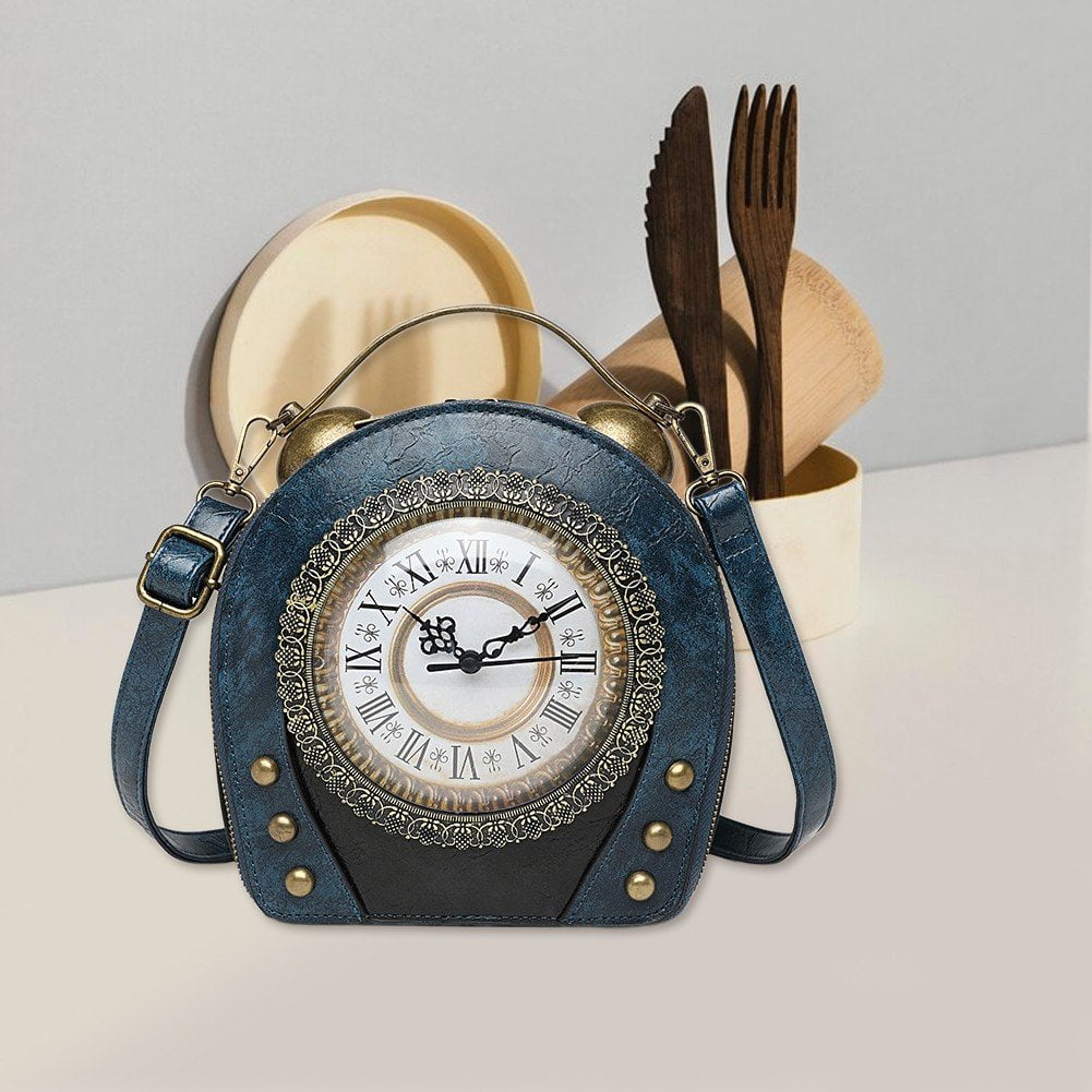 Jiibva Vintage Women's Handbag Clock Watch Bag Fashionable Small Round Bag Fun Fresh Style Crossbody Bag