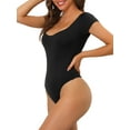 thumbnail image 5 of Unique Bargains Women's Shapewear Bodysuit Thong Short Sleeve T-shirt Leotard Jumpsuit S Black, 5 of 6