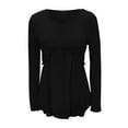 thumbnail image 4 of Holzkary Womens Long Sleeve Shirts V Neck Loose Fit Tunic Tops Babydoll Top Flowy Dressy Casual Blouse Pleated T-Shirt Loose and Sued Folded Loose V Neck T Shirt Fashion Top Black L, 4 of 4