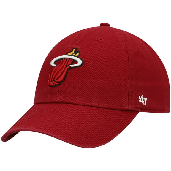 Men's '47  Red Miami Heat Core Logo Clean Up Adjustable Hat