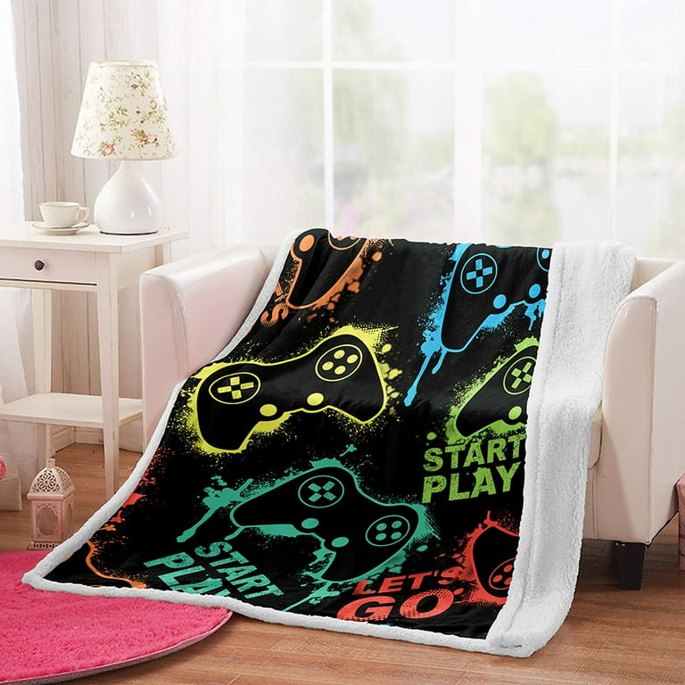 Gamer Sherpa Blanket Game Tournament Fleece Throw Blanket for Kid Boys Plush Blanket Novelty Game Controller Blanket for Sofa Bed Walmart