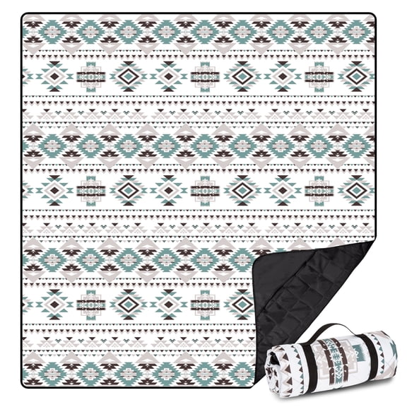 Airensky Extra Large Picnic Blanket(79 "x 83"), 3-Layer Thickening Waterproof Camping Blanket, Sandproof Picnic Blanket for Beach, Machine Washable, Wear-Resistant, Soft and Comfortable (Boho Gray)