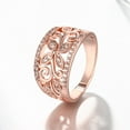 thumbnail image 2 of Rose Gold Plated Wide Hollow Flower Butterfly Ring Wedding Band Cocktail Statement Rings for Women Her CR098, 2 of 4