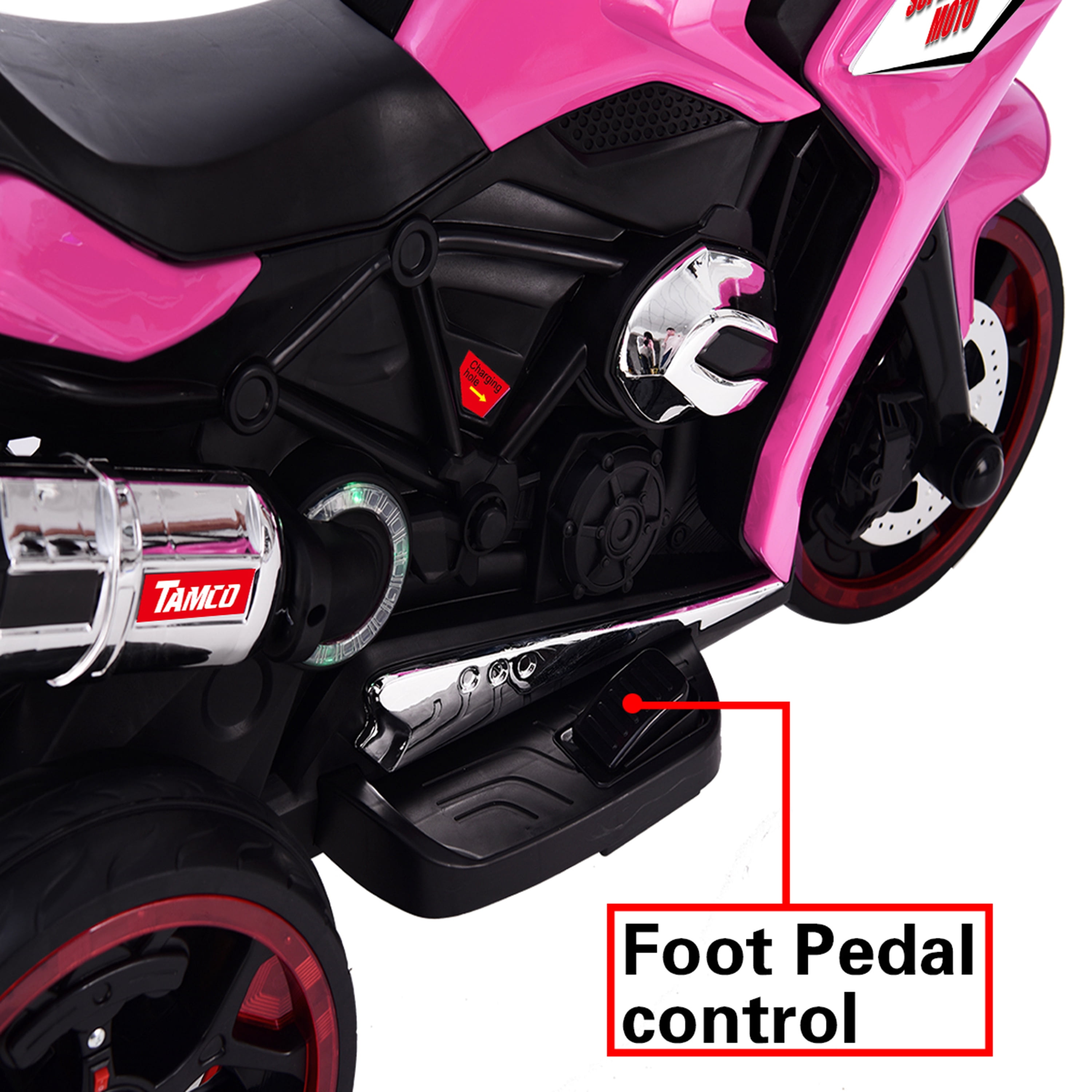 Kids Motorcycle, 12V Battery Powered, with LED Lights, Ages 3-6