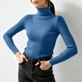 thumbnail image 6 of Vivianyo HD Women's Fitted Turtleneck Rib Knit Pullover Sweater, Fall Winter Slim Stretch Long Sleeve Top for Women Office Layering Daily Wear, Free Size, 6 of 7
