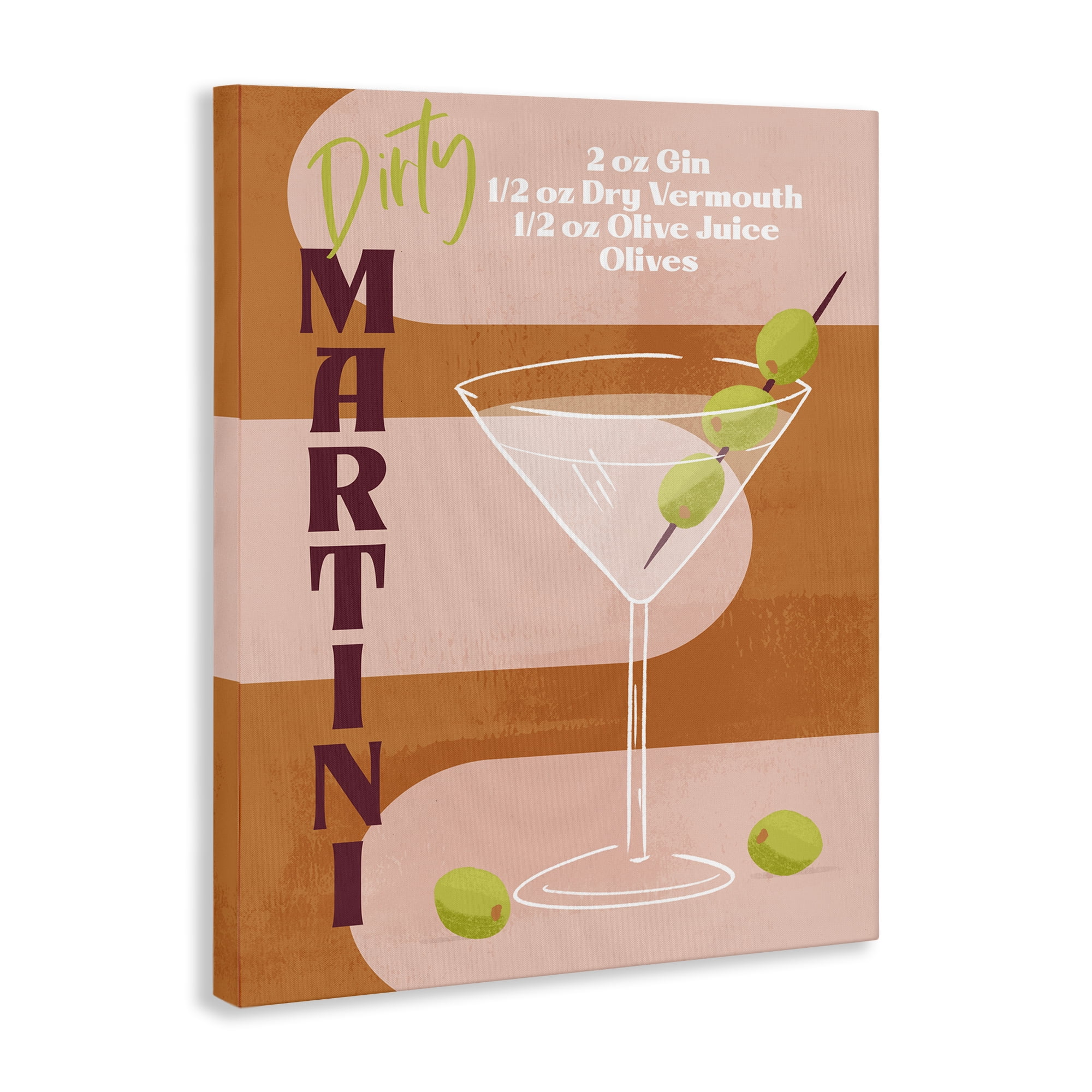 Stupell Industries Retro Dirty Martini Recipe Food & Beverage Painting Wrapped Canvas Art Print Wall Art, 30 x 40