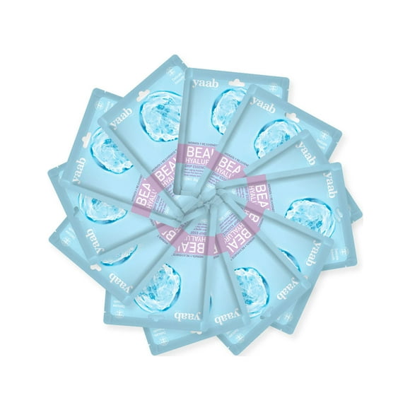 Yaab - Pack 12 Mascarillas Faciales: Acido Hialurónico