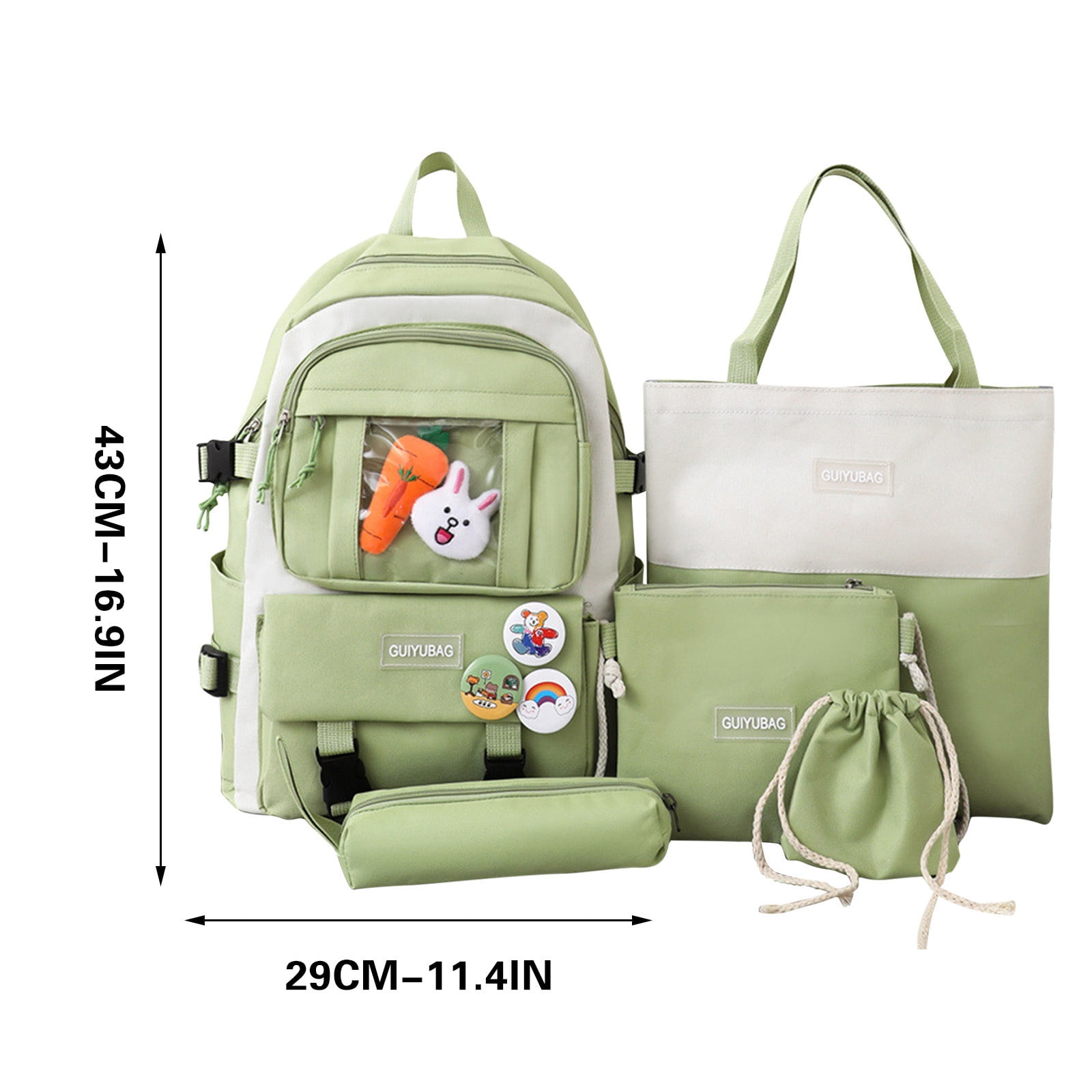 CasaChic Large Capacity Canvas Backpack Set, 5-in-1 Multi-Purpose Messenger Bag, Beam Bag & Pencil Case for Youth Daily Use