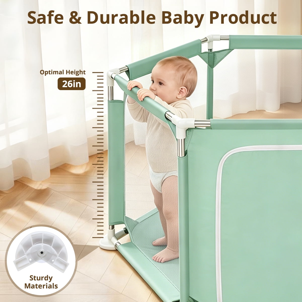Baby Playpen,Kids Large Playard Indoor & Outdoor Kids Activity Center,Infant Safety Gates with Breathable Mesh,Sturdy Play Yard for Toddler,Children's Fences Packable & Portable
