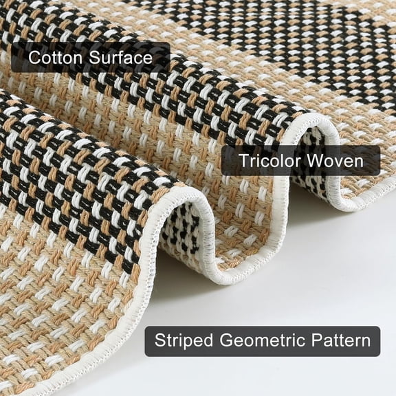 Washable Outdoor Rug 4'x6', Cotton Woven Outdoor  Rug Tan Front Porch Rug Outdoor Door Mat Entryway Rugs Indoor Area Rugs Floor Mat for Backyard/Entry/Kitchen/Bedroom/Living Room