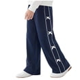 thumbnail image 2 of ITSAME Girls Casual Pants, Wide Leg Cute Bow Elastic Waist Kids Fashion Casual Loose Pants Navy 7-8T, 2 of 8