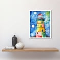 thumbnail image 2 of Multicoloured Lighthouse Watercolour Painting Art Print Framed Poster Wall Decor 12x16 inch, 2 of 5