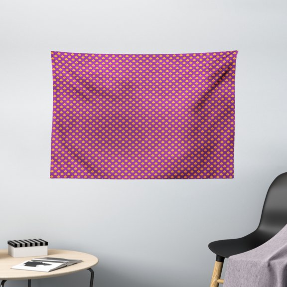 Rain Tapestry, Polka Dot Inspired Pattern of Droplets on Vibrant Purplish Color Background, Wall Hanging for Bedroom Living Room Dorm Decor, 60W X 40L Inches, Purple and Orange, by Ambesonne