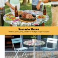 thumbnail image 6 of Elastic Fitted Round Tablecloth, Spring Floral Waterproof Stretch Table Cover for 55"-60" Tables, Grey Plaid Pink Blue Flowers Butterfly Washable Outdoor Tablecloths for Patio, Picnic, Camping, 6 of 9