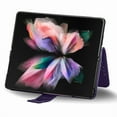 thumbnail image 4 of Wallet Case for Samsung Galaxy Z Fold 5, Butterfly Embossed PU Leather Magnetic Closure Kickstand Card Slots with Wrist Strap for Girls Women for Samsung Galaxy Z Fold 5, Purple, 4 of 14