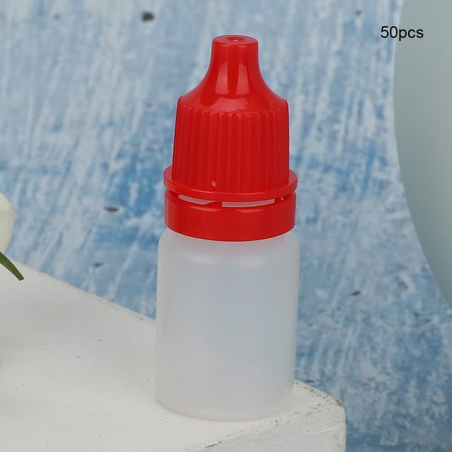 50pcs 5ml Portable Eye Liquid Dropper Bottle, Hardness Rotational Buckle, Sealing Performance, PE Bottle Body, Squeezable, Multiple Colors Available for Choosing,
