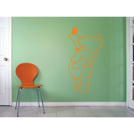 Honey Bee Baby Nursery - Winnie The Pooh Honey Bee Cartoon Characters Silhouette Baby Nursery Room Boy Girl Custom Wall Decal Vinyl Peel & Stick Sticker Design 12 Inches X 18 Inches