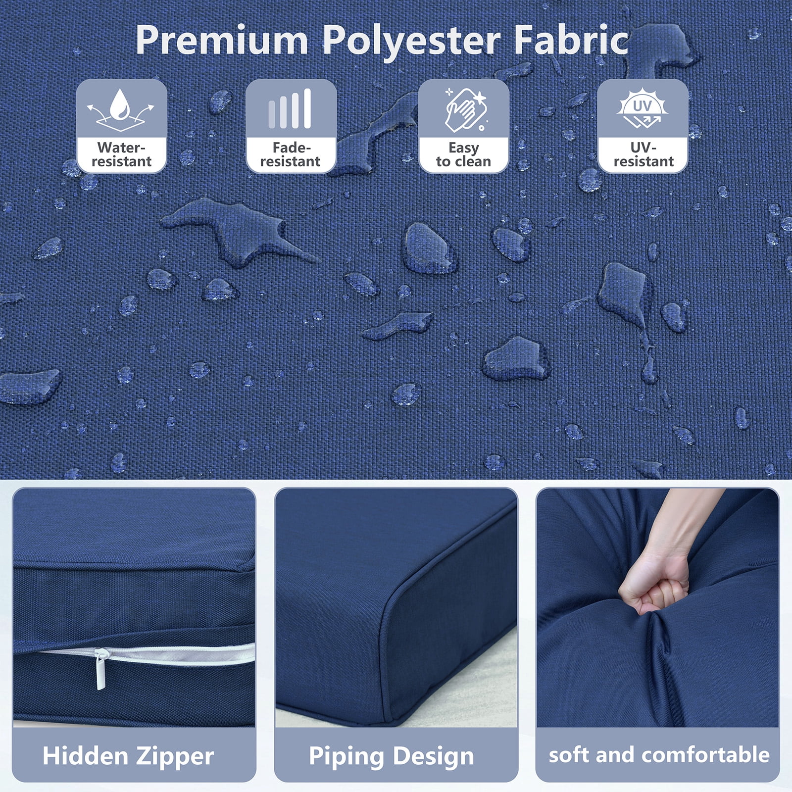 ATR ART to REAL 2PCS Outdoor Chair Cushion Set,Patio Furniture Replacement Cushion, 24" x 24",Waterproof & Fade Resistant,Navy Blue