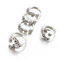 thumbnail image 4 of 5pcs Moon & Flower Alloy with Crystal Rhinestone Cuff Rings Platinum Inner Diameter: 16~17mm, 4 of 5