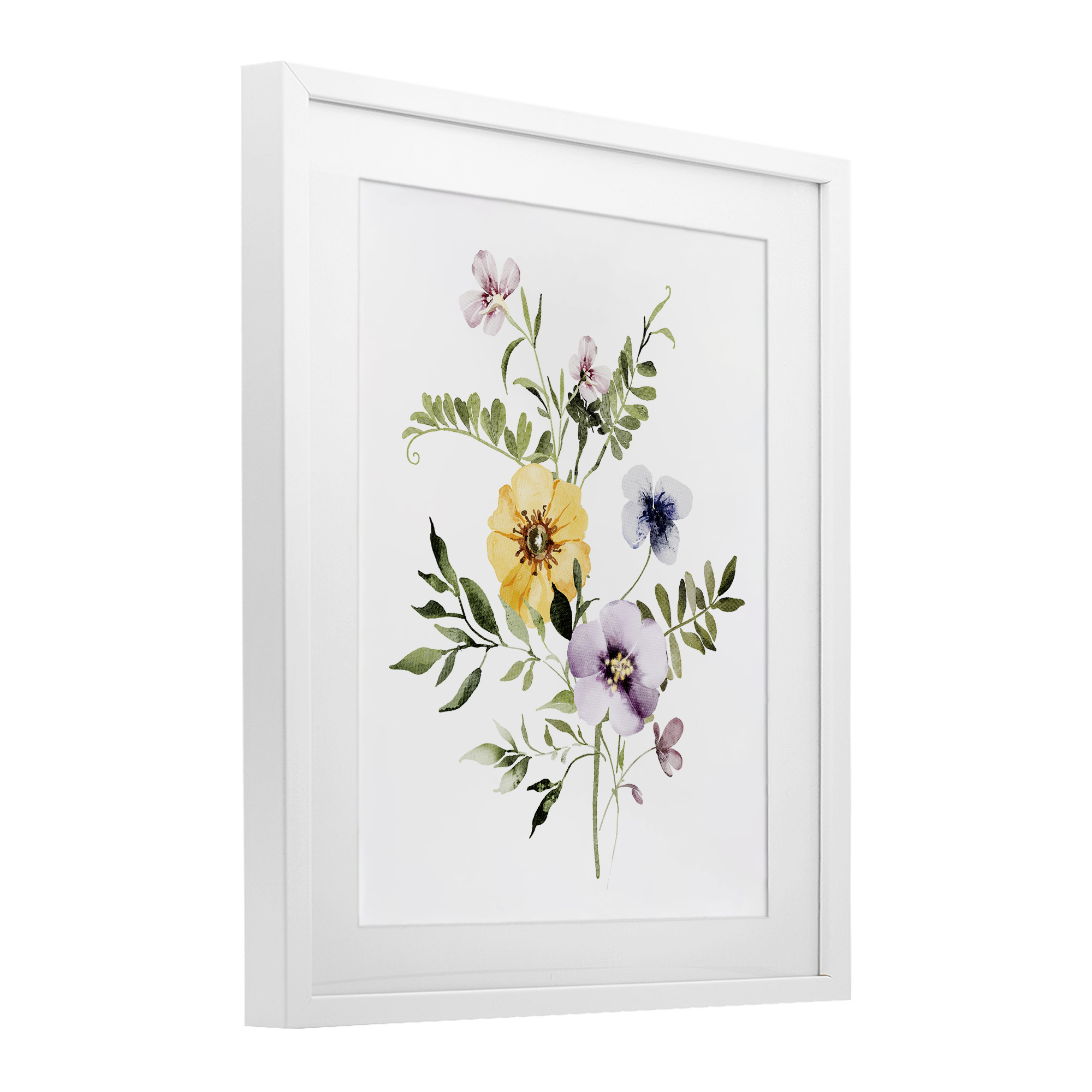 Garden Herbs Blooming White Framed Print Under Glass, design by Lettered and Lined