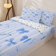 thumbnail image 3 of Homewish Princess Bowtie Zipper Full Size Comforter Sets with Fitted Sheet and 2 Pillowcases For Kids Girls,Blue Bow Ribbon Zipper Bedding Set,Colorful Stars Reversible,4-Piece, 3 of 7
