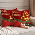 thumbnail image 2 of Merry Christmas Outdoor Waterproof Pillow Covers, Xmas Pine Tree Branch Red Bow New Year Decorative Square Throw Pillowcase Sofa Cushion Sham for Patio/Couch/Chair, 18"x18" 2 Pack, 2 of 8