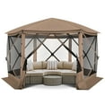 thumbnail image 3 of HOTEEL 12'x12' Ez Pop Up Gazebo Tent for Camping, Screen Tent with Removable Roof, Waterproof, UV Resistant, Portable Carry Bag,Khaki, 3 of 12