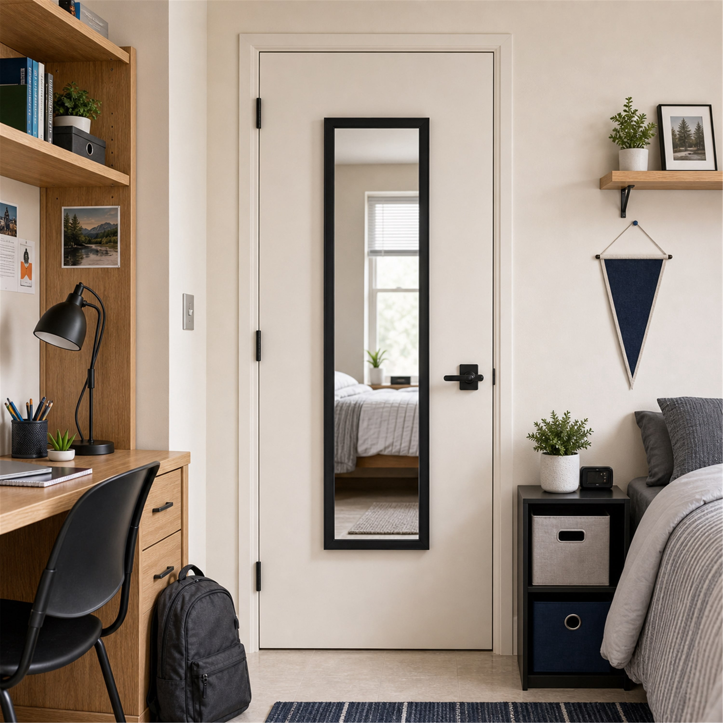 Mainstays 13x49 Black Rectangle Large Wall Mirror for Bathroom or Living Room