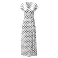 thumbnail image 5 of Busydd Womens Polka Dot Fall Maxi Dress Fashion Elegant V Neck Short Sleeve Long Dress Casual Flowy Slit Homecoming Dresses S, 5 of 5