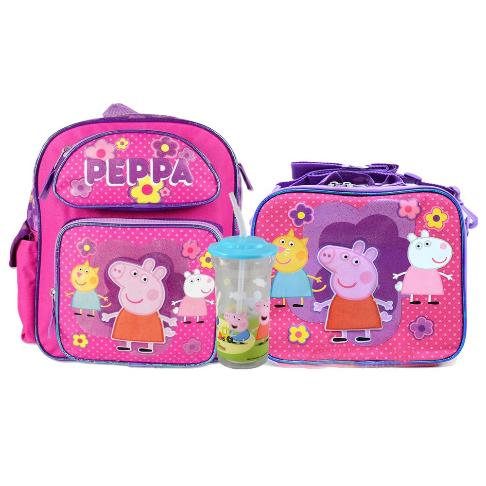 Peppa Pig Peppa Pig 12" School Backpack Insulated Lunch Bag 3pc Set w