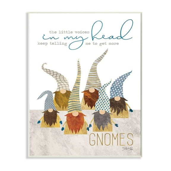 Stupell Industries Voices Inside My Head Home Gardener Gnome Quote Typography Painting Unframed Art Print Wall Art, 13 x 19