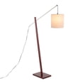 thumbnail image 2 of Arturo Contemporary Floor Lamp in Walnut Wood and Satin Nickel with Grey Fabric Shade by LumiSource, 2 of 7
