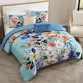 thumbnail image 5 of Bebejan Turquoise Reverie 5 Piece Comforter Set, Queen, 100% Cotton Sateen, Reversible, All Season, Cozy Comfort, 5 of 10