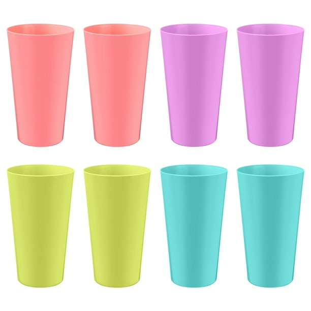 GOOHOCHY WINOMO 8 vasos de plástico, vasos de agua, vasos de jugo, vasos coloridos para agua potable, vasos sin tapa (colores mezclados)